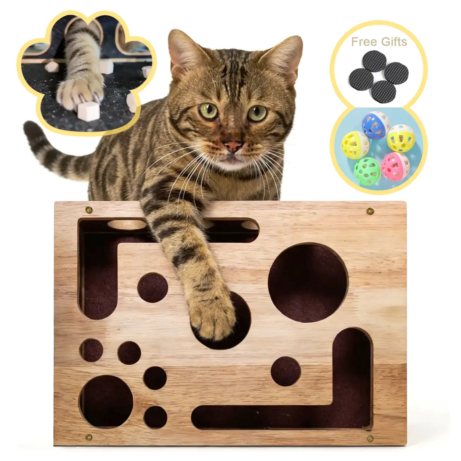 Cat Nail File Box Crafted from 100% Real Oak Wood - the Stress-Free Alternative for Cats Scared of Nail Clippers or Noisy Electric Grinders, Durable Furniture Protector & Interactive Enrichment Cat Toys for Indoor Cats & Multi-Cat Households