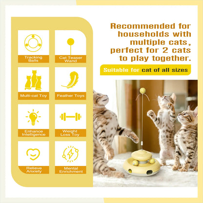 KADTC Cat Interactive Toys for Indoor Cats Dancer Supplies Bored Young Kitten Teaser Wand Feather Boredom Toy Weight Loss Kitty Tracking Balls Birthday Gift Adult Pet Enrichment Self Play High Energy Game