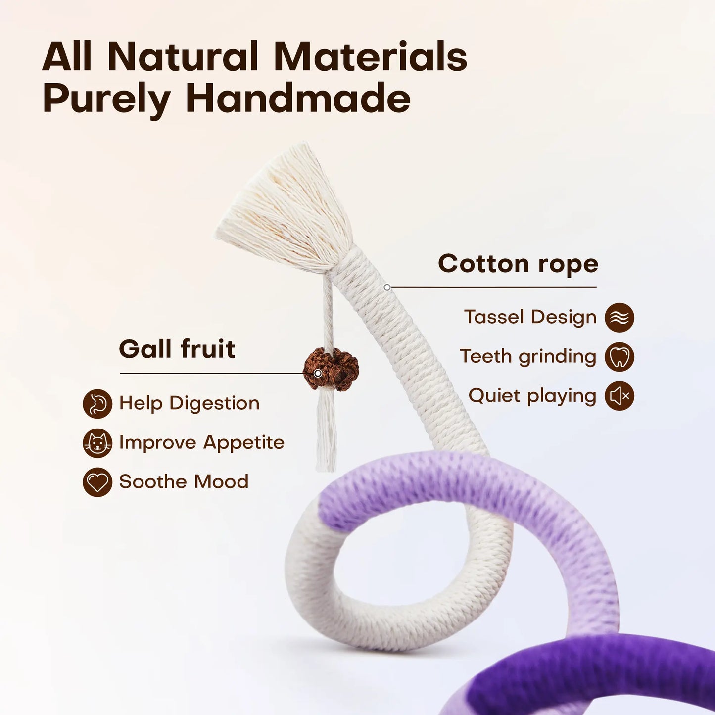 Potaroma 3-Piece Cat Chew Rope Toys - Safe Dental Care, Calming Interactive Pet Toys for Indoor Kittens, Kitty