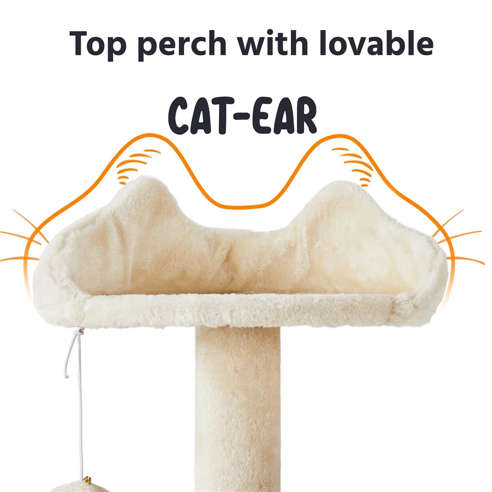 Ultimate 70" Double Condo Cat Tree with Scratching Posts - Creamy Comfort for Your Feline Friends!