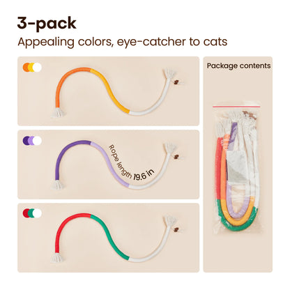 Potaroma 3-Piece Cat Chew Rope Toys - Safe Dental Care, Calming Interactive Pet Toys for Indoor Kittens, Kitty